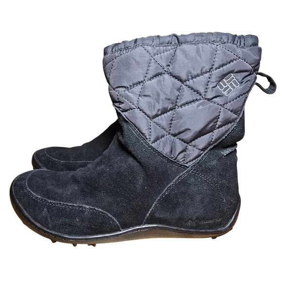 Columbia Suede Moccasin Boots Thermal Reflective Omni Heat Black Waterproof Sz 8 - Picture 2 of 9